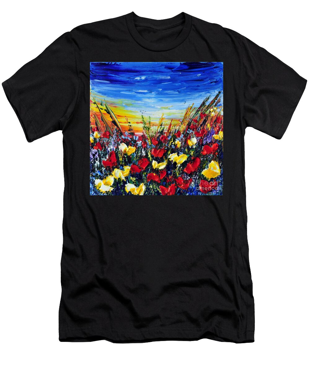 Poppies T-Shirt featuring the painting Poppies 4 by Teresa Wegrzyn