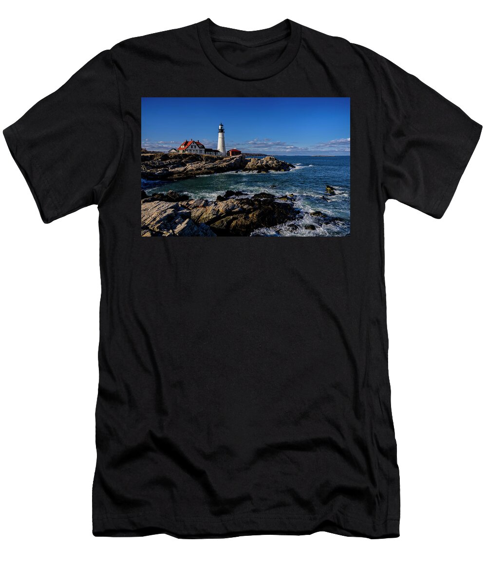 Lighthouse T-Shirt featuring the photograph Portland Head Light No.32 by Mark Myhaver