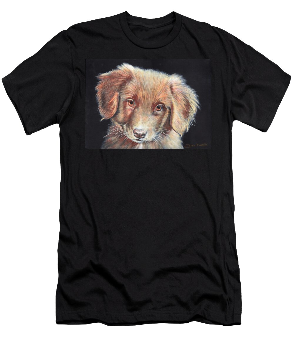 Labrador T-Shirt featuring the painting Portrait of Toby by John Neeve