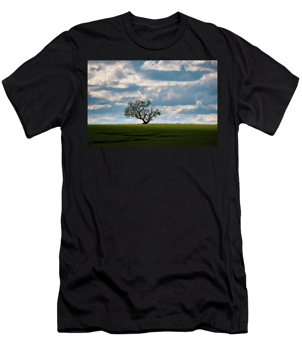 Lone Tree T-Shirt featuring the photograph Prairie Survivor by Jeff Phillippi