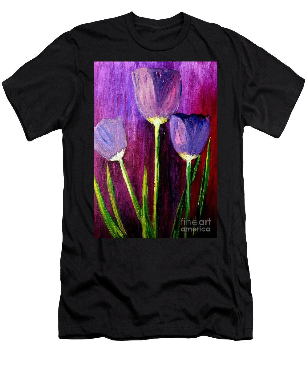 Flower T-Shirt featuring the painting Purely Purple by Julie Lueders 