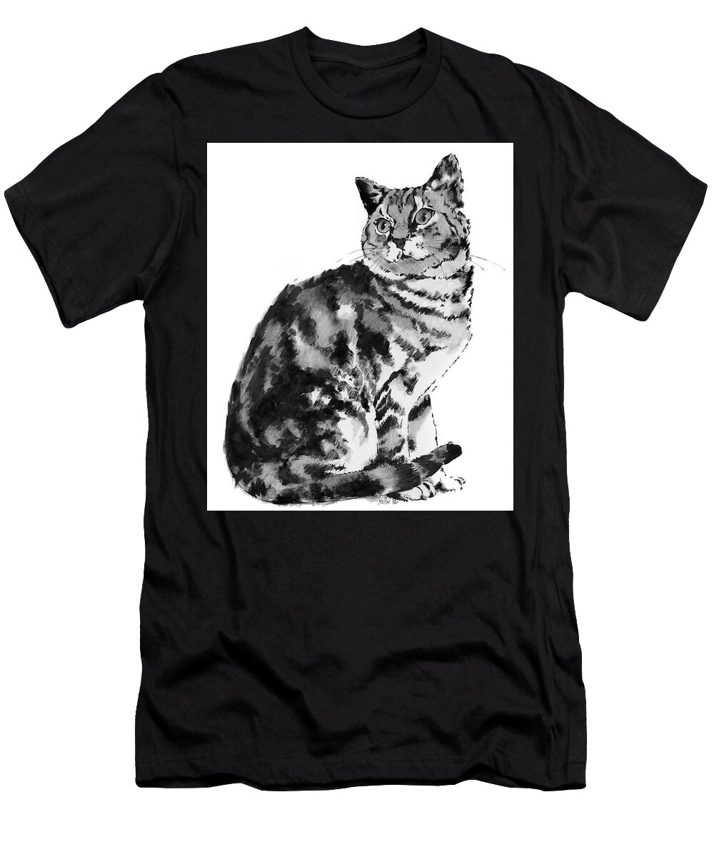 Cat T-Shirt featuring the drawing Queen of the Castle by Louise Howarth