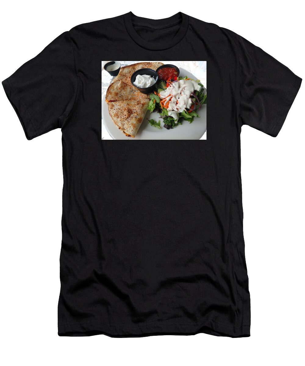 Quesadilla T-Shirt featuring the photograph Quesadilla and Salad by Judy Hall-Folde