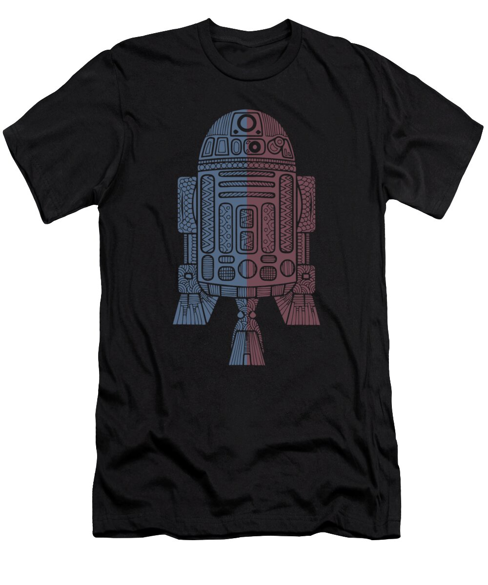 R2d2 T-Shirt featuring the mixed media R2D2 - Star Wars Art - Blue, Red by Studio Grafiikka