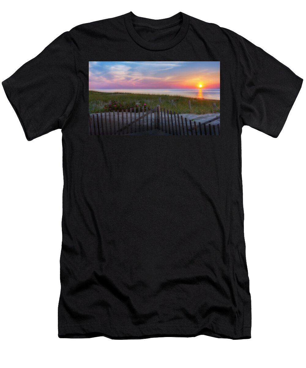 Cape Cod Seascape T-Shirt featuring the photograph Race Point Sunset 2015 by Bill Wakeley