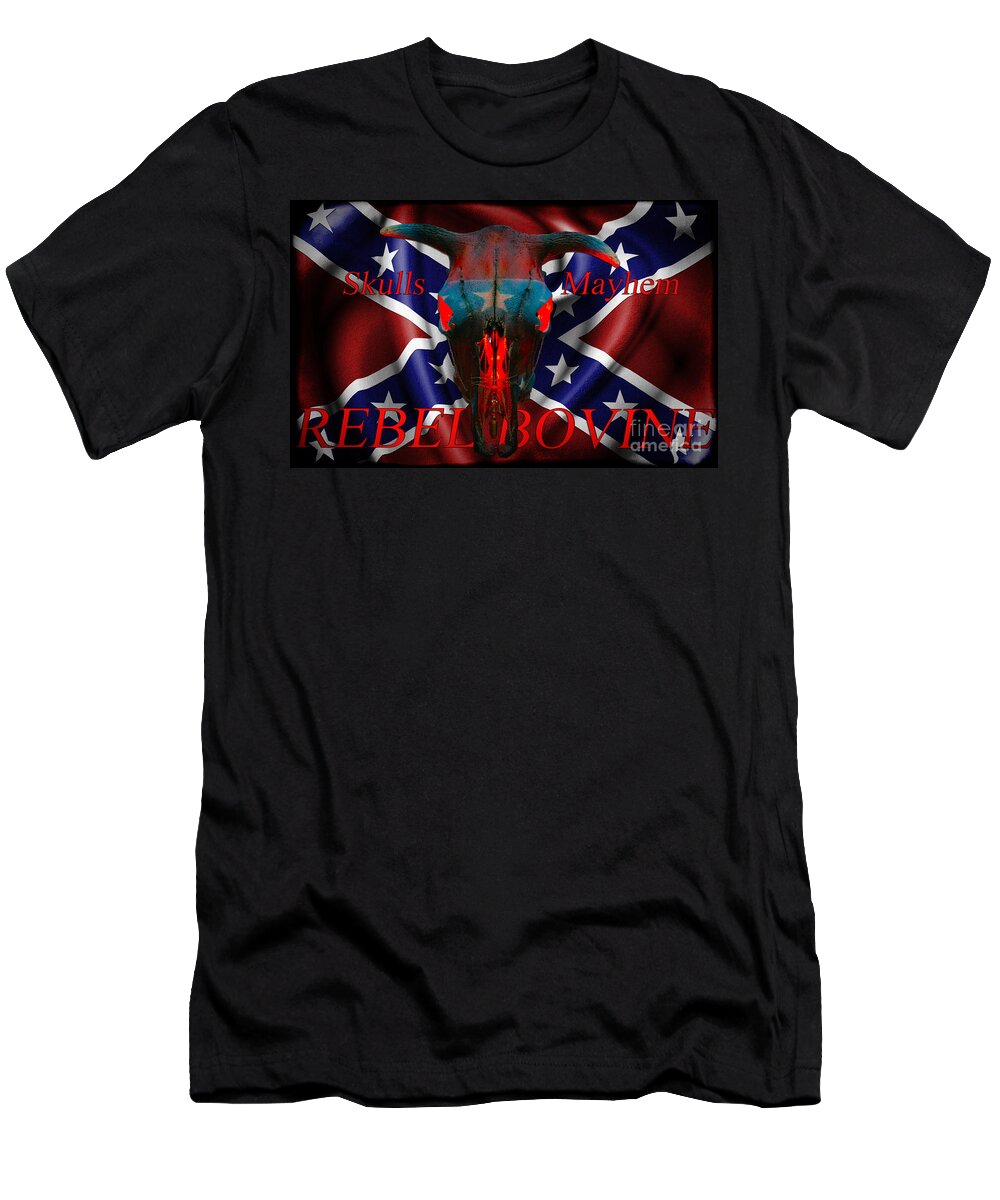 Rebel T-Shirt featuring the mixed media Rebel Bovine by Mayhem Mediums