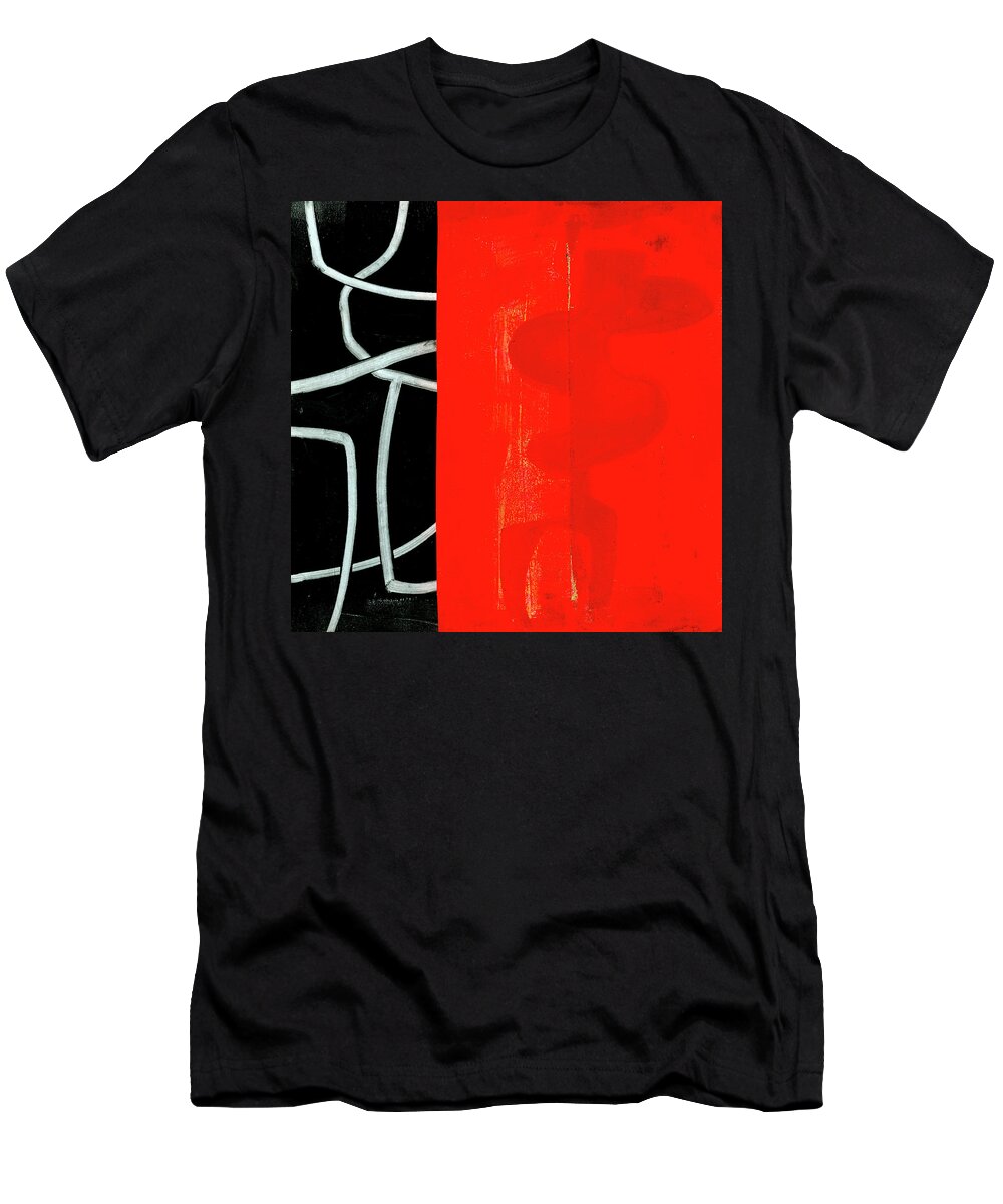 Abstract Art T-Shirt featuring the painting Red Black Print by Jane Davies