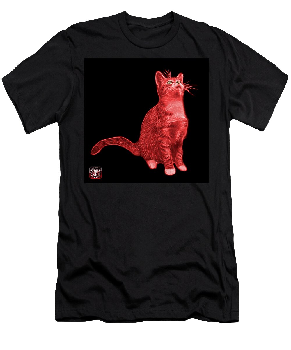 Cat T-Shirt featuring the painting Red Cat Art - 3771 BB by James Ahn