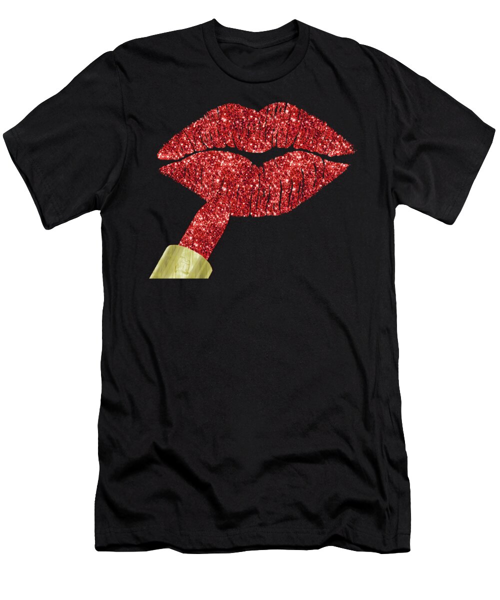 red glitter lips t shirt