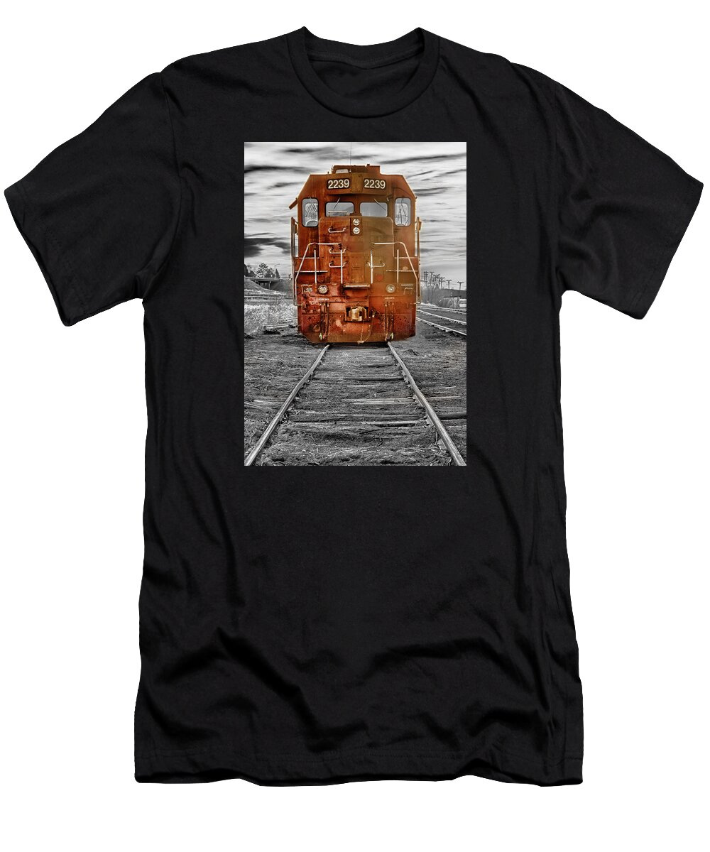 Railroad T-Shirt featuring the photograph Red Locomotive by James BO Insogna