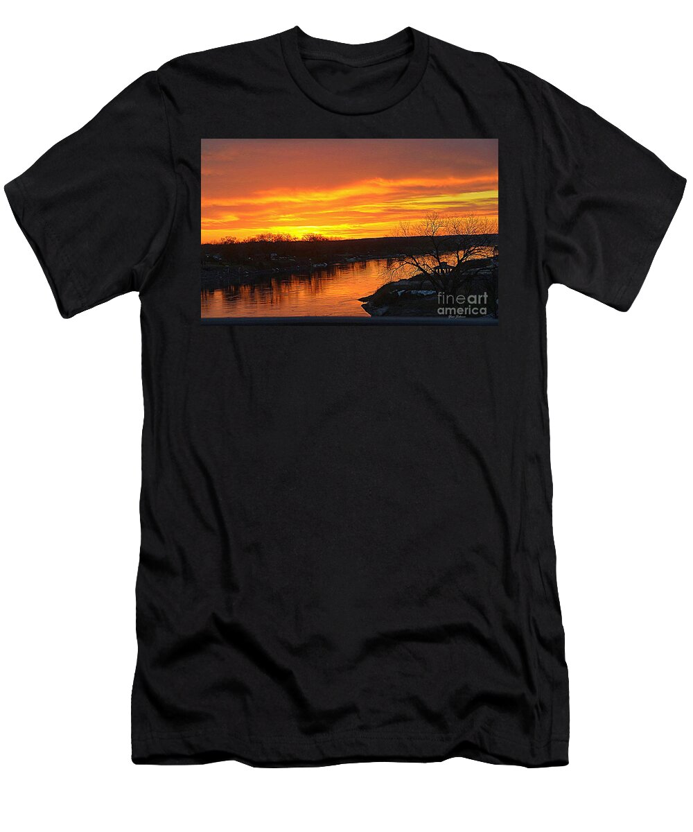 Sun Setting T-Shirt featuring the photograph Red Missouri River by Yumi Johnson