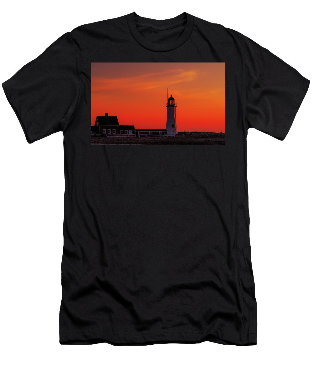 Lighthouse T-Shirt featuring the photograph Red Sky in the Morning by Rob Davies