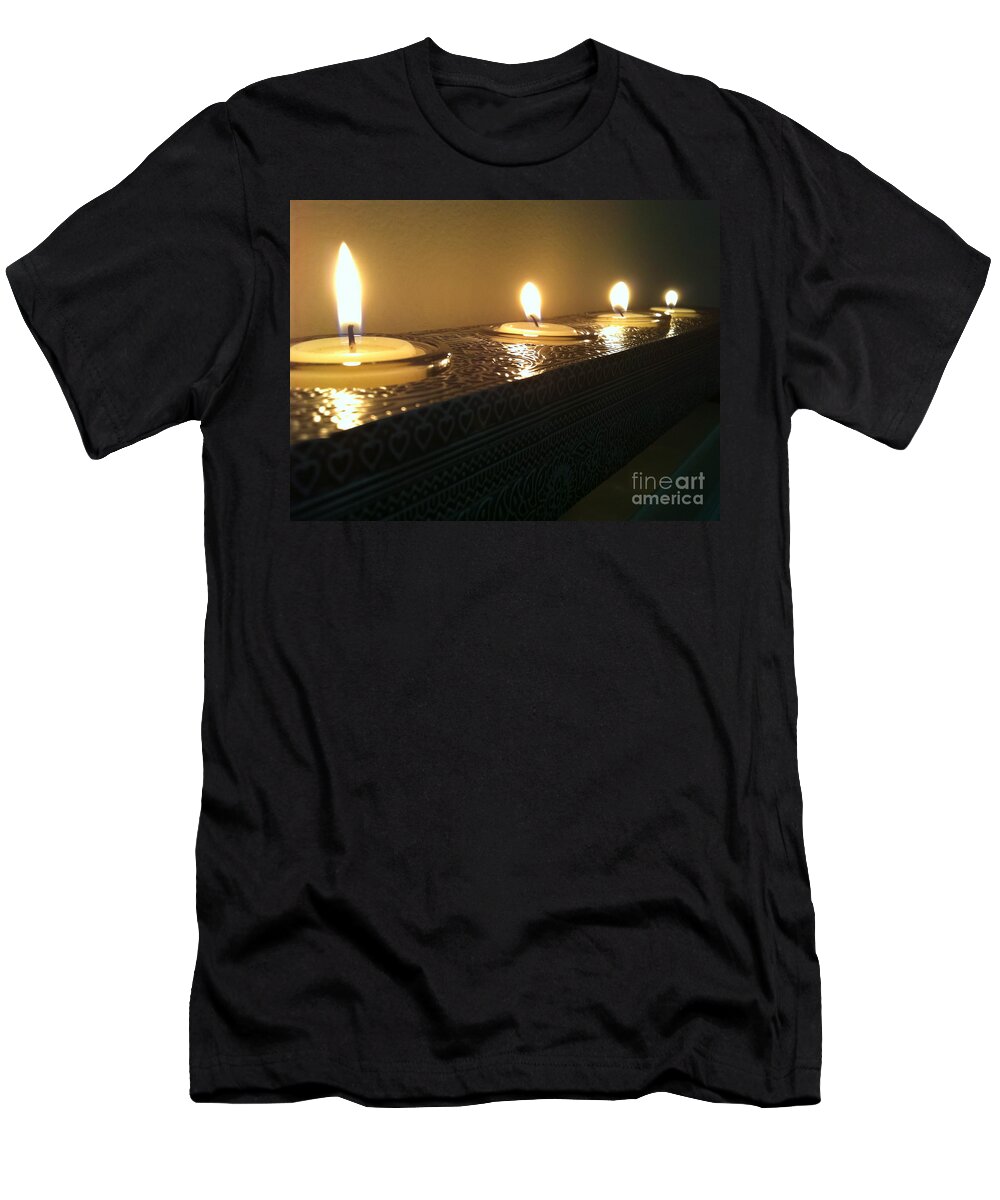 Candles T-Shirt featuring the photograph Reflection by Vonda Lawson-Rosa