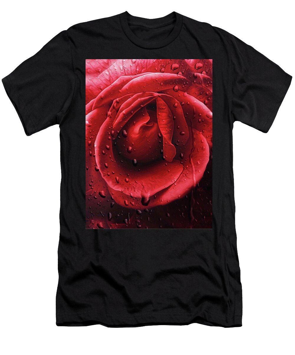 Rose T-Shirt featuring the photograph Rich Red Rose by Doris Aguirre