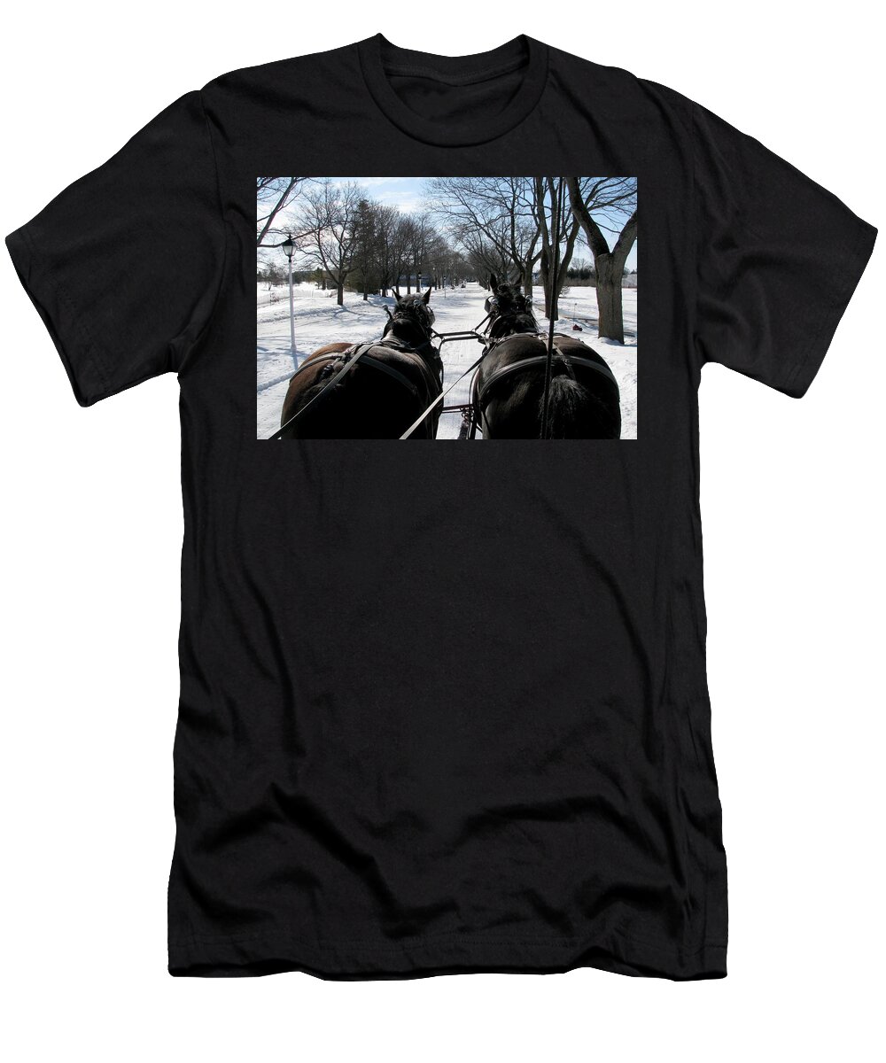 Winter T-Shirt featuring the photograph Riding into Town by Keith Stokes