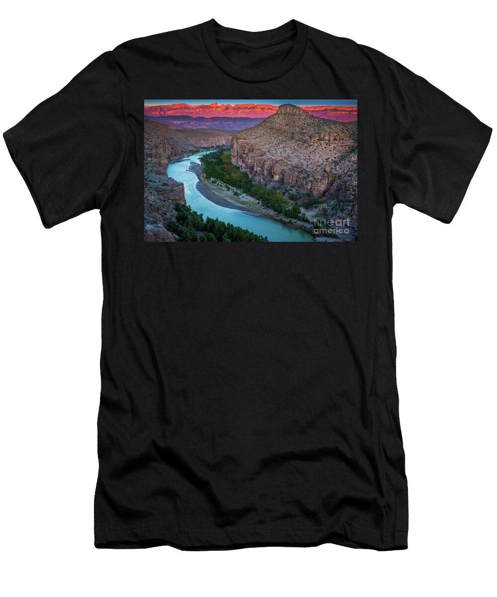 America T-Shirt featuring the photograph Rio Grande at Dusk by Inge Johnsson