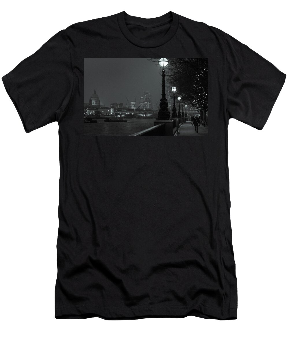 River T-Shirt featuring the photograph River Thames Embankment, London 2 by Perry Rodriguez