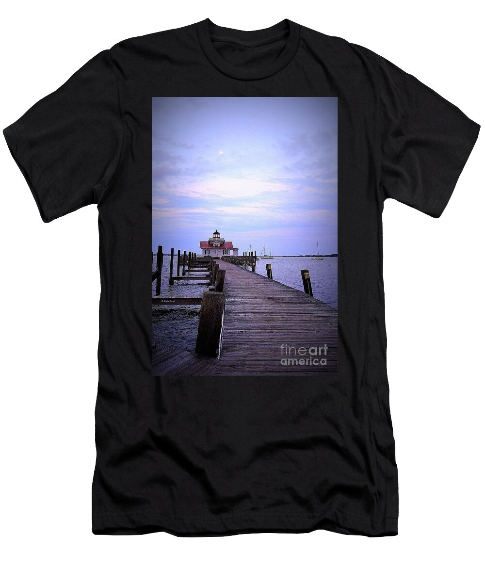 Art T-Shirt featuring the photograph Full Moon over Roanoke Marshes Lighthouse by Shelia Kempf