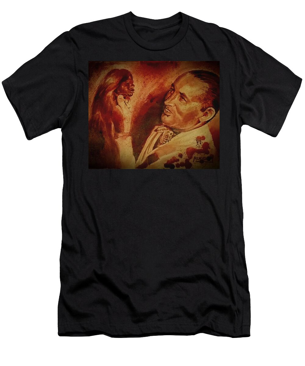 Ryan Almighty T-Shirt featuring the painting Robert Ripley gets a little head by Ryan Almighty
