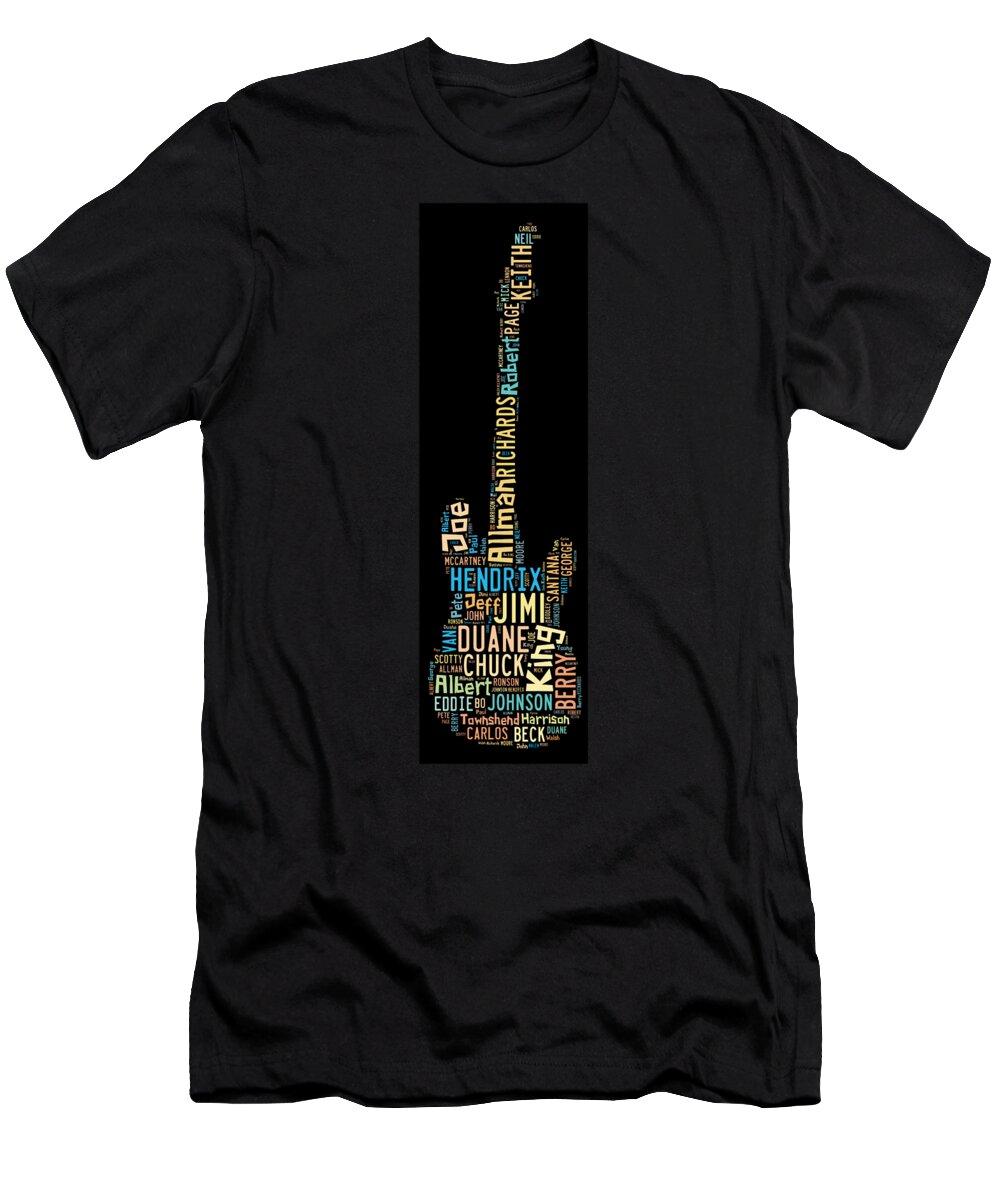 Duane Allman T-Shirt featuring the digital art Rock Guitar Legends by Bill Cannon