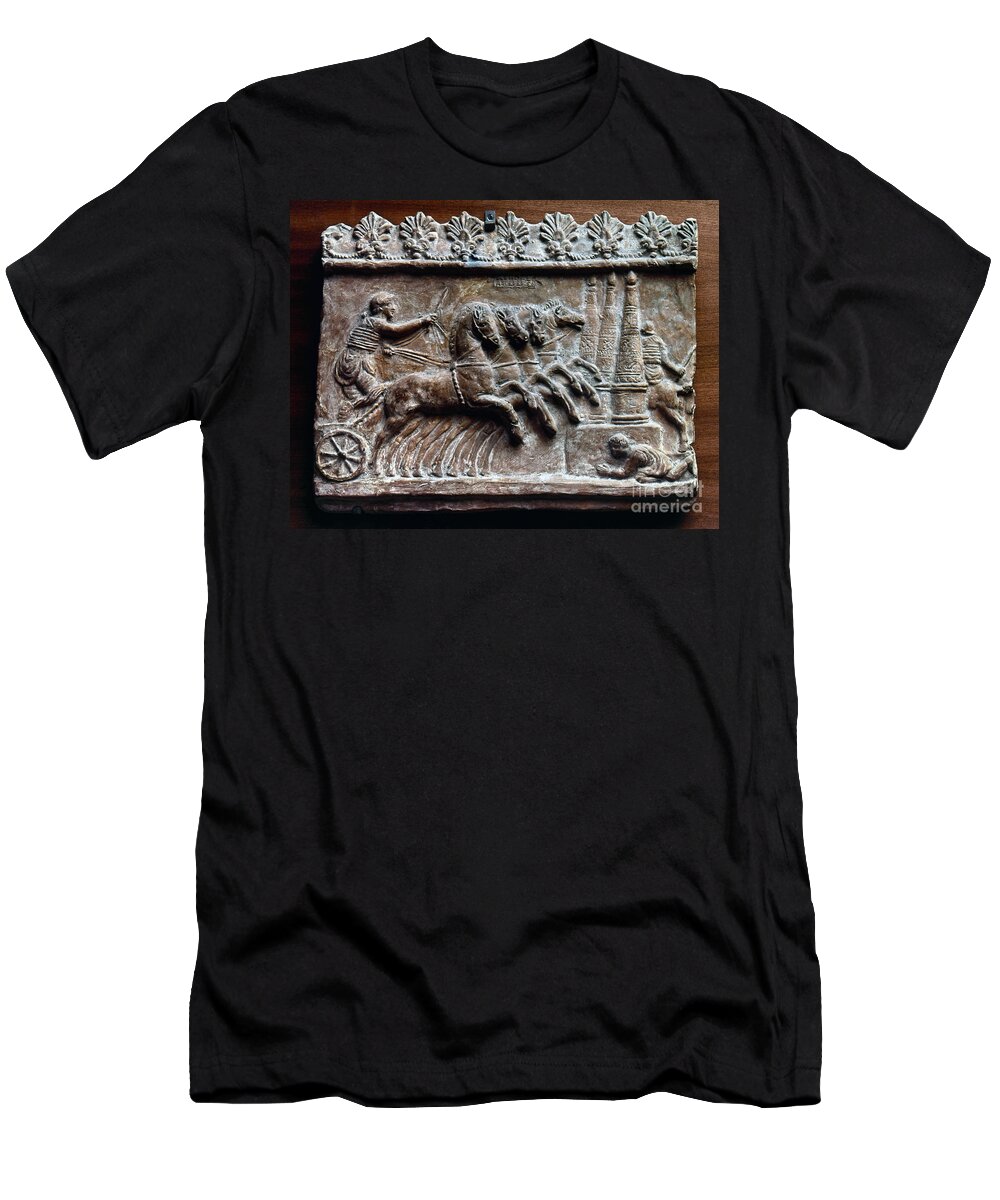 2nd Century T-Shirt featuring the photograph Roman Relief: Chariot Race by Granger
