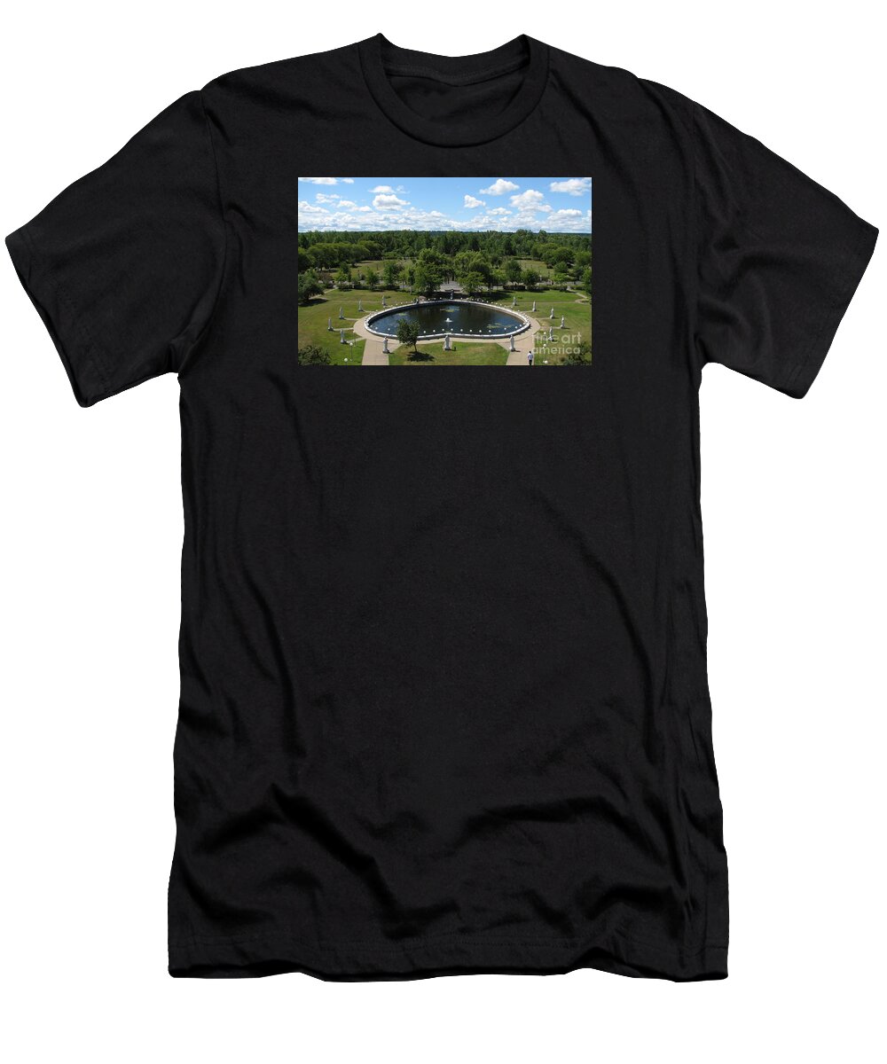 Rosary Pond At Our Lady Of Fatima Basilica Shrine In Lewiston New York T-Shirt featuring the photograph Rosary Pond at Our Lady of Fatima Basilica Shrine in Lewiston New York by Rose Santuci-Sofranko