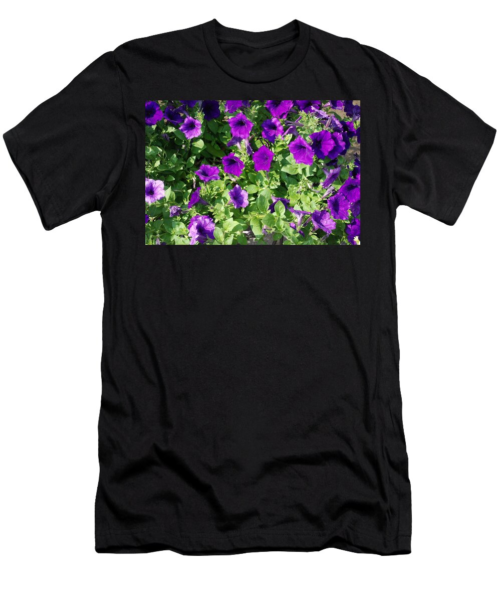 Violet; Purple; Flowers; Plants; Gardening; Garden; Green; Leaves; Groups; Bundles; Purple Bell Flowers; Bell Flowers; Violet Bell Flowers; Violet Flowers; Seasonal; Beauty; Lifestyle; Summer T-Shirt featuring the photograph Royalty Bells by Ee Photography