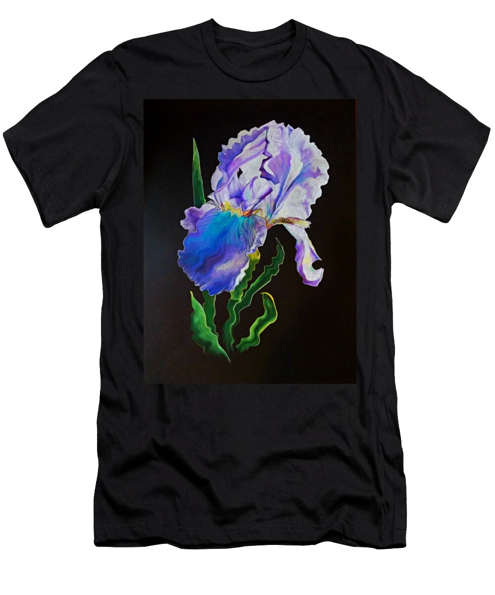 Flower T-Shirt featuring the drawing Ruffled Iris by David Neace CPX