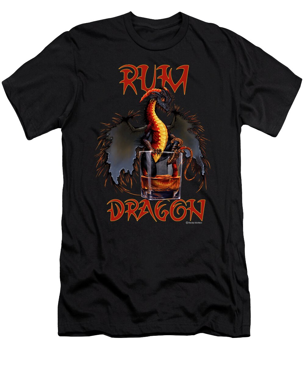 Dragon T-Shirt featuring the digital art Rum Dragon by Stanley Morrison