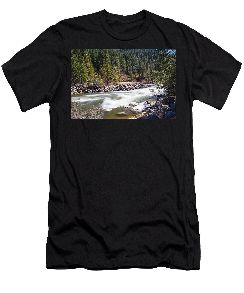 River T-Shirt featuring the photograph Rushing River by Dart Humeston