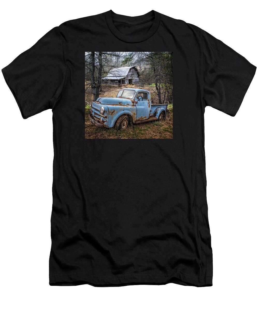 1950s T-Shirt featuring the photograph Rusty Blue Dodge by Debra and Dave Vanderlaan