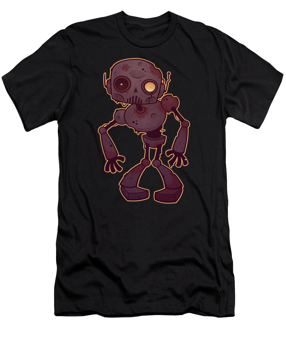 Zombie T-Shirt featuring the digital art Rusty Zombie Robot by John Schwegel