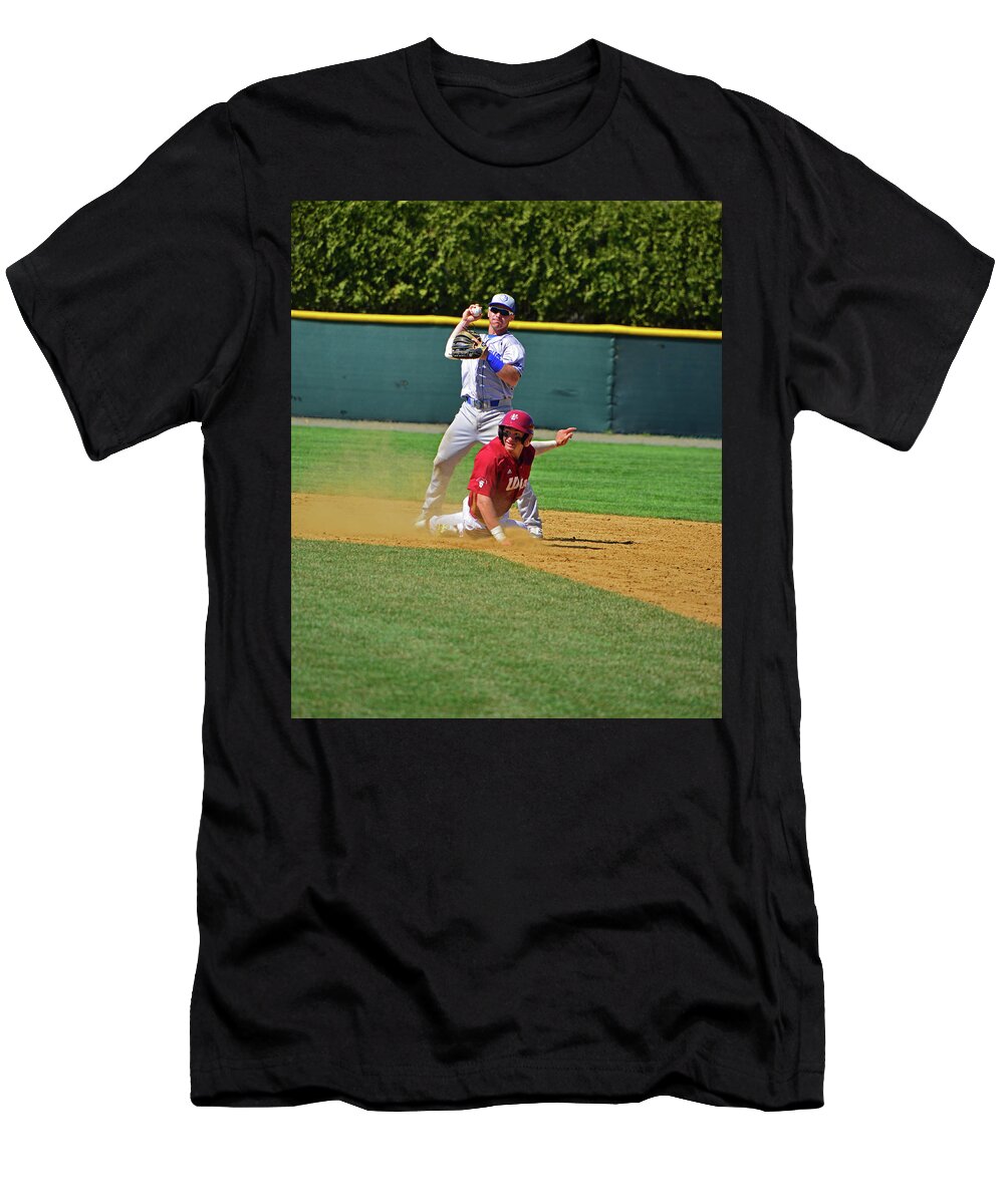 Sports T-Shirt featuring the photograph Safe at Second by Mike Martin