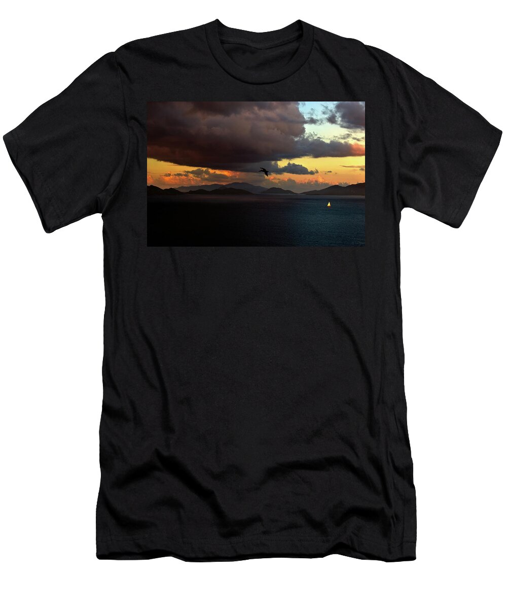 Sunset T-Shirt featuring the photograph Sailboat Sunset by Harry Spitz