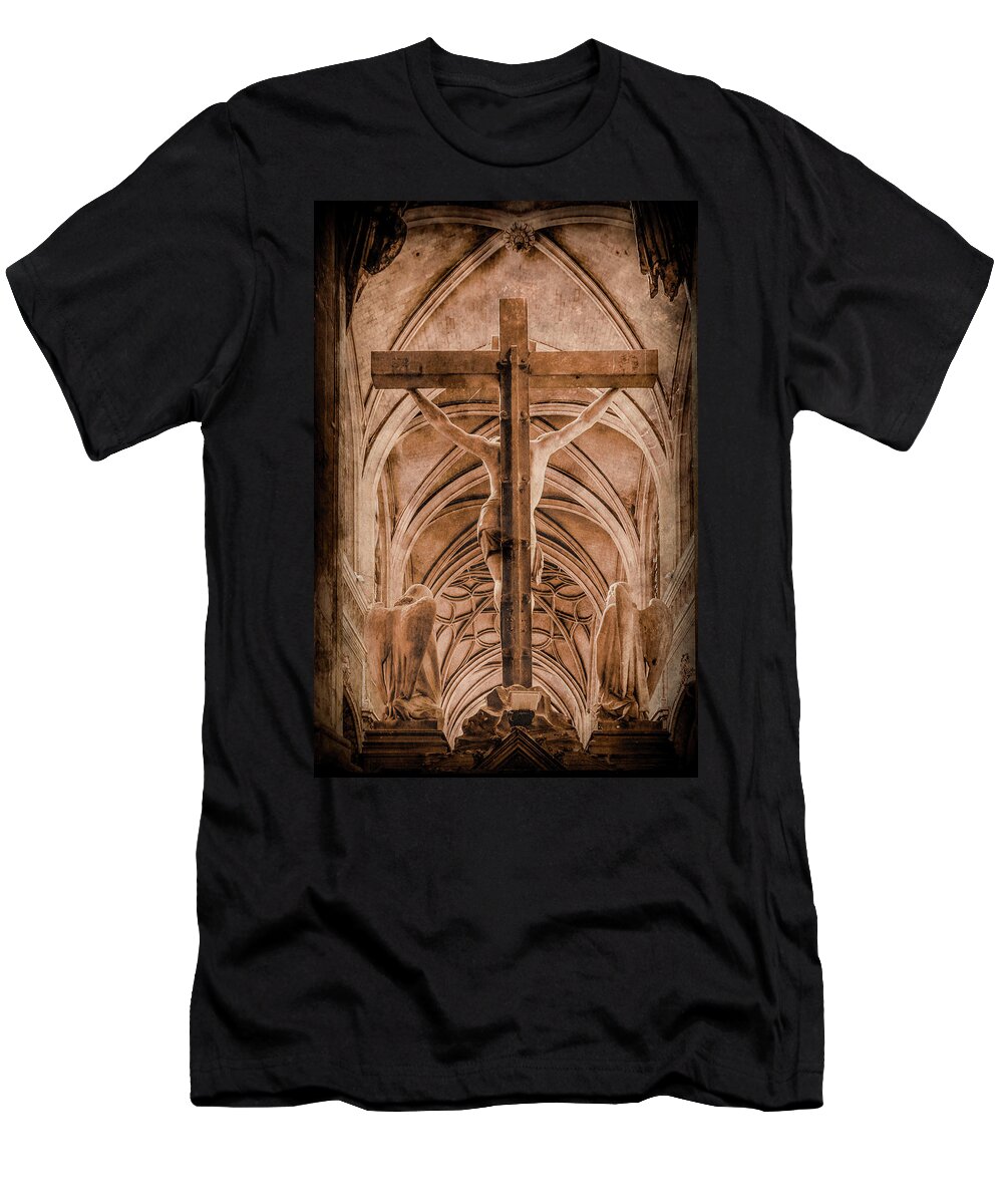 Church T-Shirt featuring the photograph Paris, France - Saint Merri's Cross II by Mark Forte