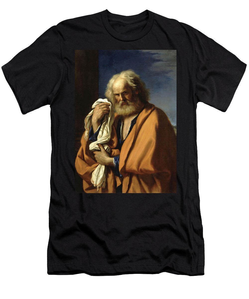 Guercino T-Shirt featuring the painting Saint Peter Penitent by Guercino