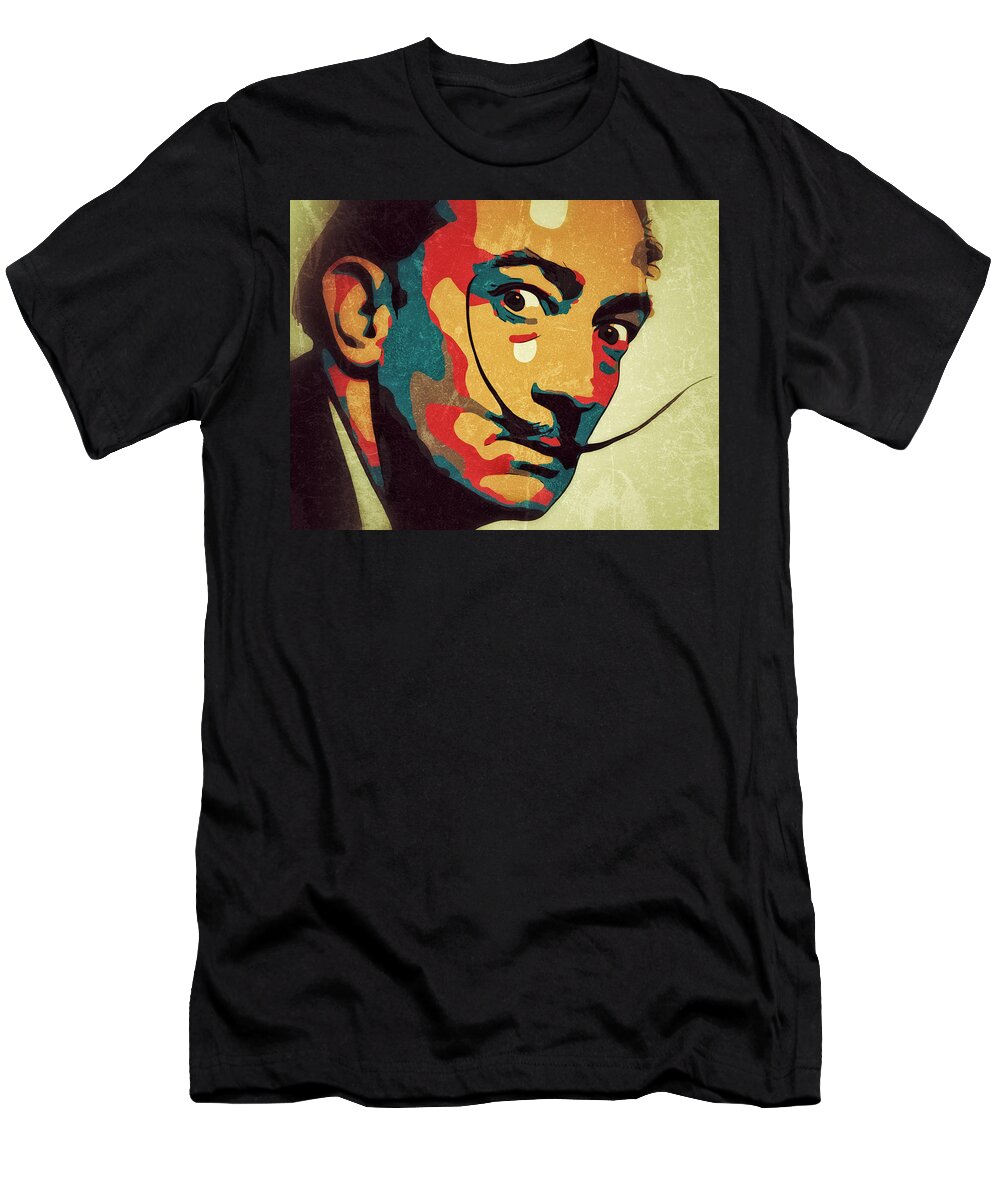 Salvador T-Shirt featuring the digital art Salvador Dali portrait by Yury Malkov