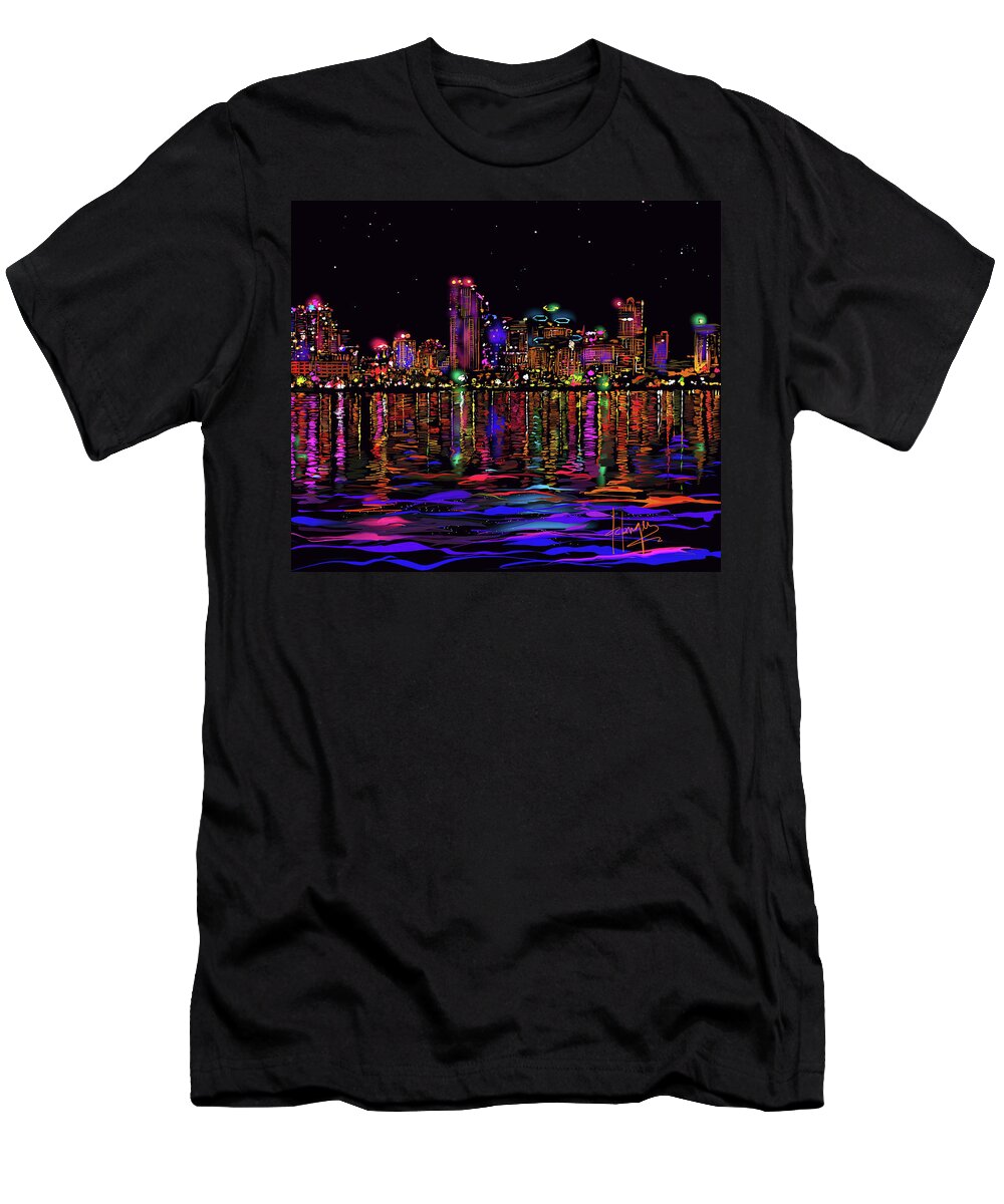 San Diego T-Shirt featuring the painting San Diego Stars by DC Langer