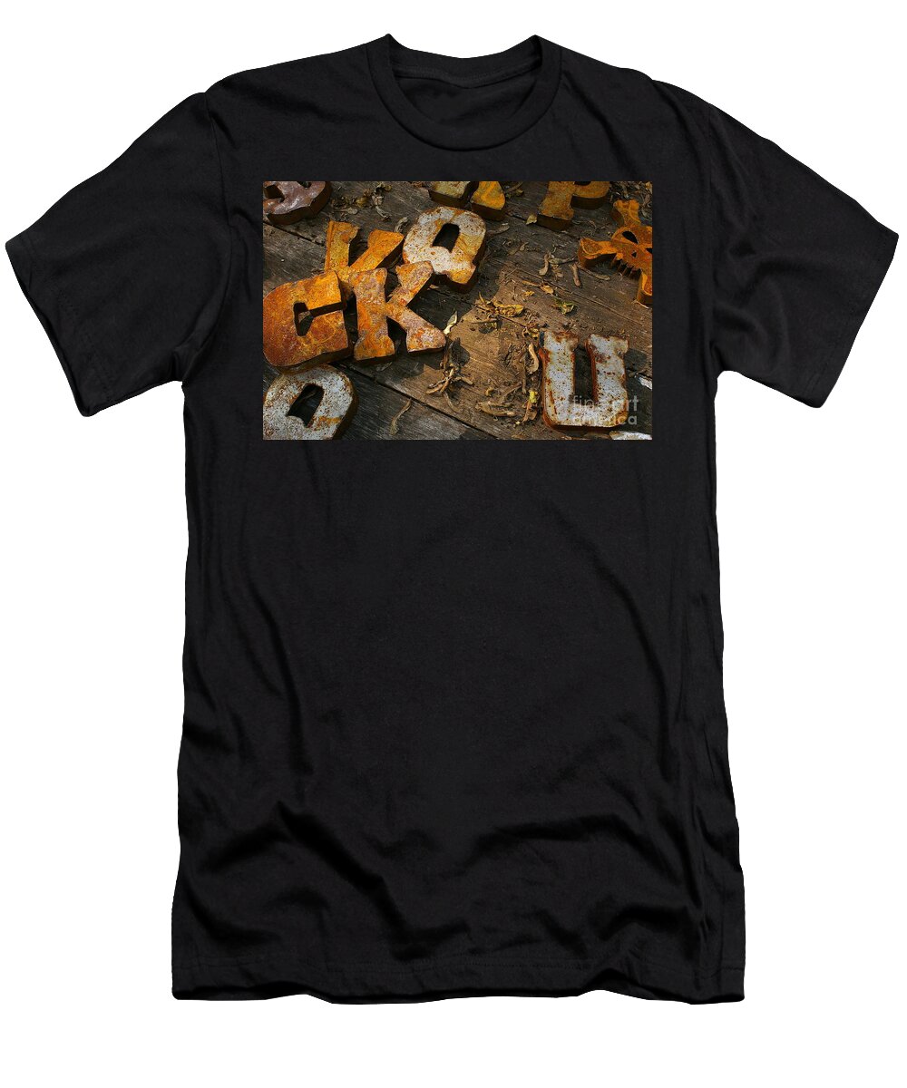 Letters T-Shirt featuring the photograph Scambled Letters by Randy Pollard