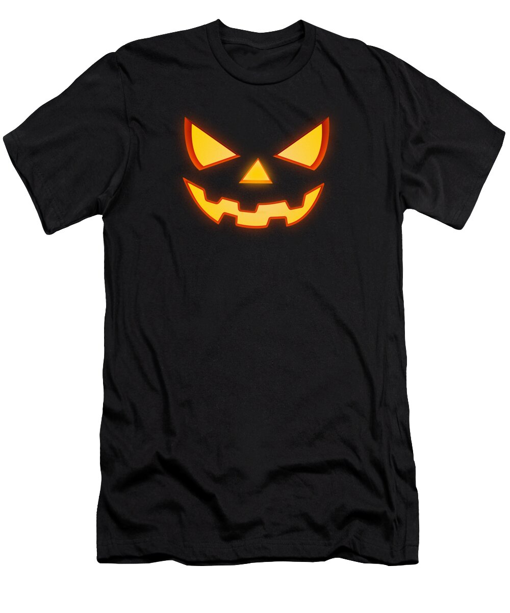 Scary T-Shirt featuring the digital art Scary Halloween Horror Pumpkin Face by Philipp Rietz