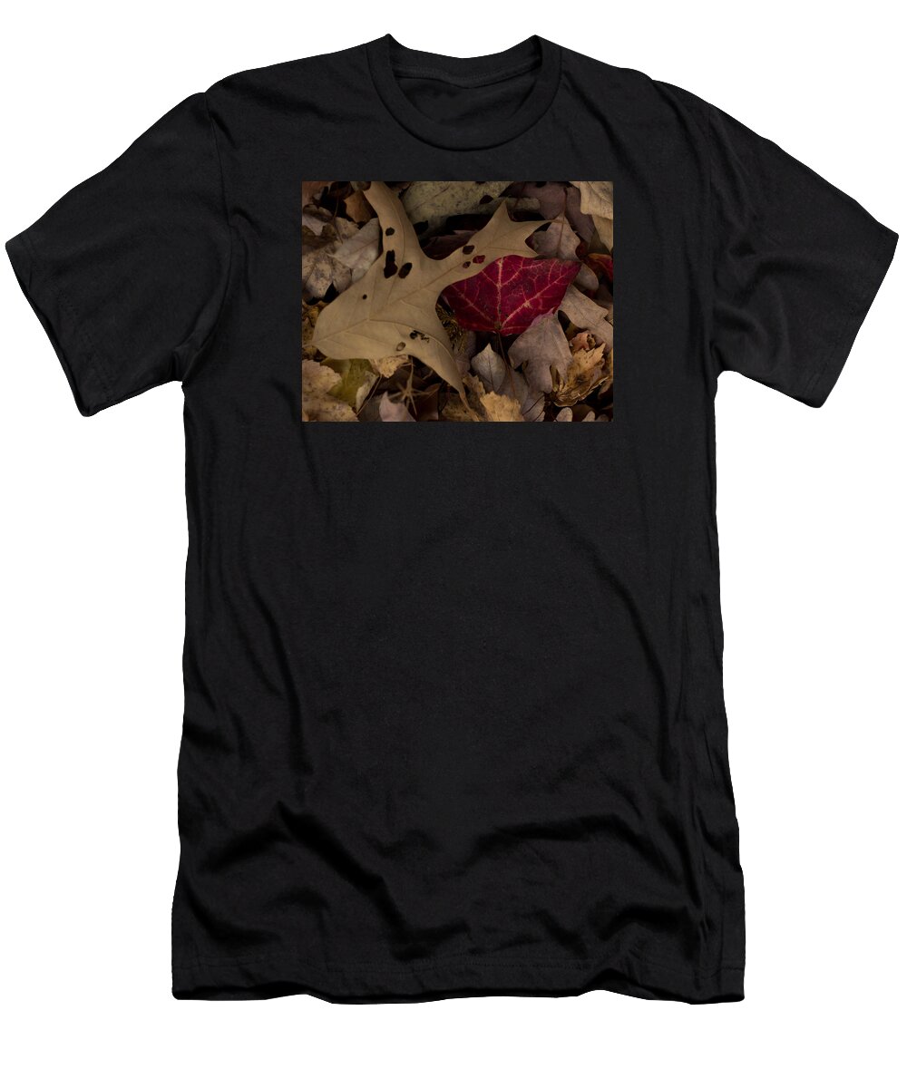 Leaf Leaves Fall Color Foliage Halloween Ghost Red T-Shirt featuring the photograph Scary Leaves by Brian Schultz