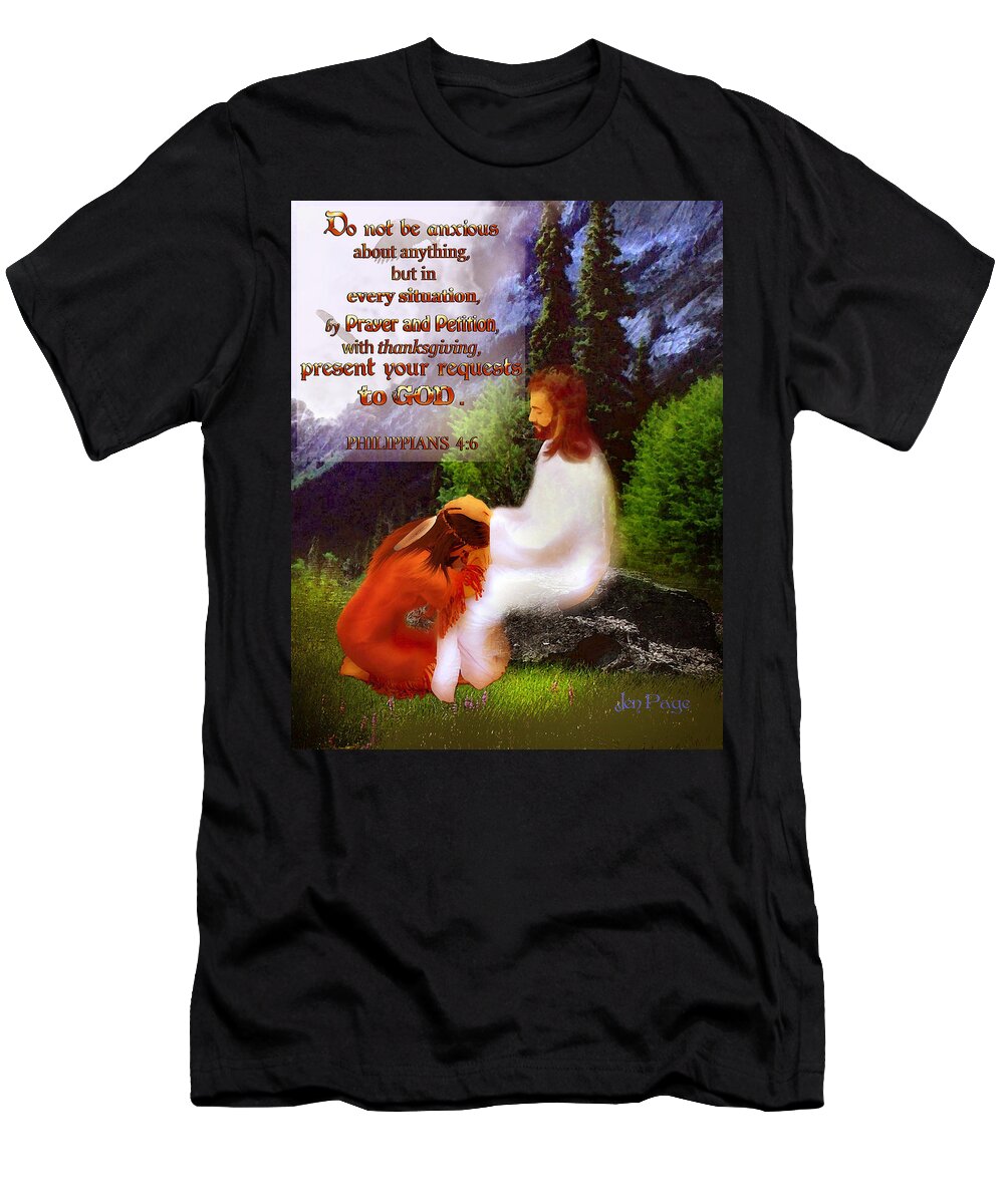 Jennifer Page T-Shirt featuring the digital art Scripture Art  Native Prayer by Jennifer Page