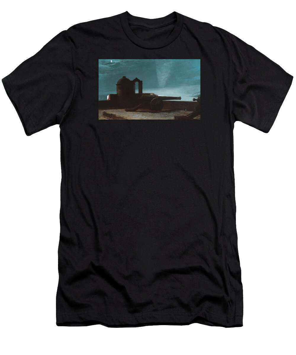 Winslow Homer T-Shirt featuring the painting Searchlight on Harbor Entrance. Santiago de Cuba by Winslow Homer