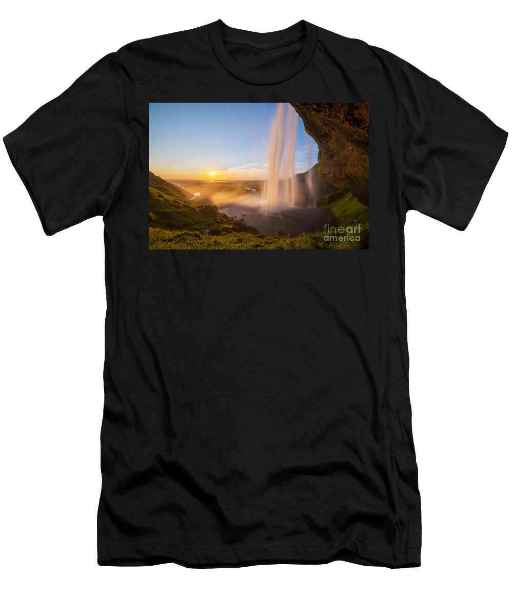 Iceland T-Shirt featuring the photograph Seljalandsfoss Sunset Iceland by Michael Ver Sprill
