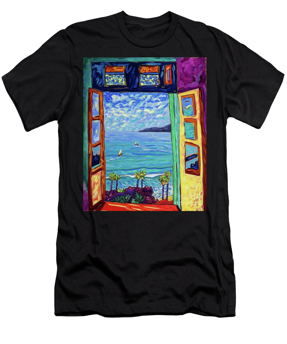 Sailboats T-Shirt featuring the painting Serene Scene by Cathy Carey