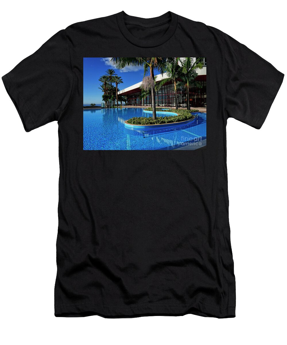 Funchal T-Shirt featuring the photograph Serene Swimming Pool by Brenda Kean