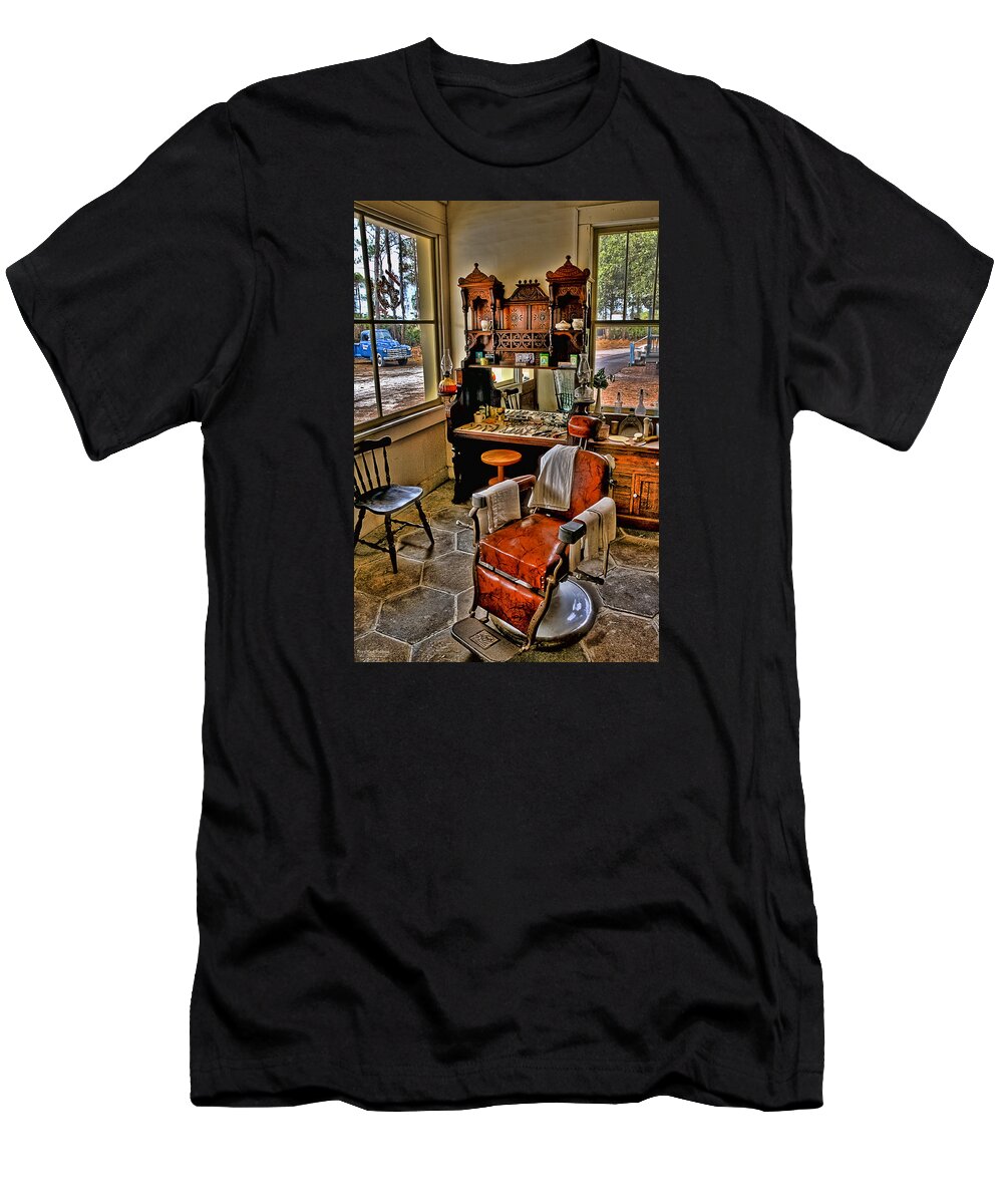 Barbershop T-Shirt featuring the photograph Shave and a Haircut 2 Bits by Michael White