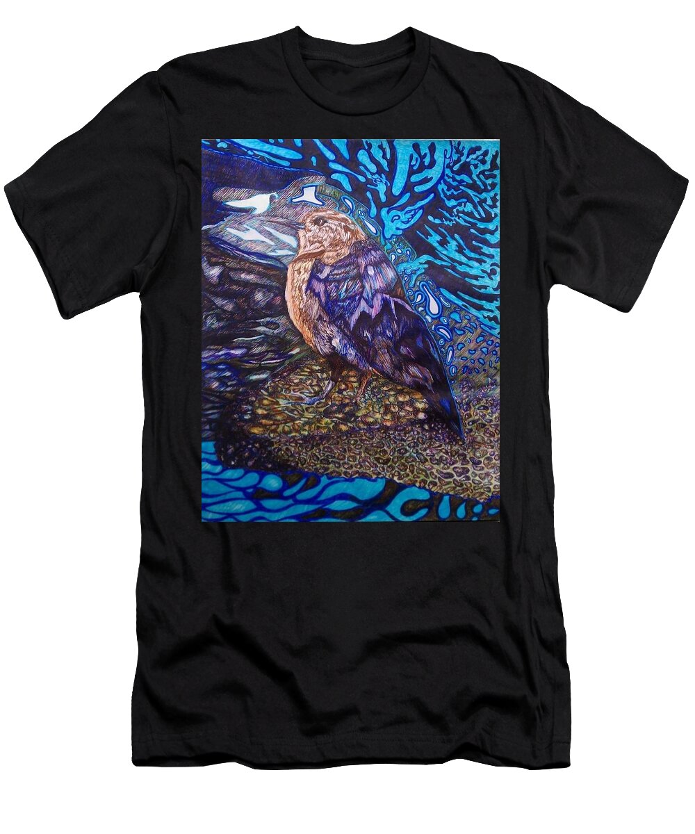 Bird T-Shirt featuring the drawing Shore Bird by Angela Weddle