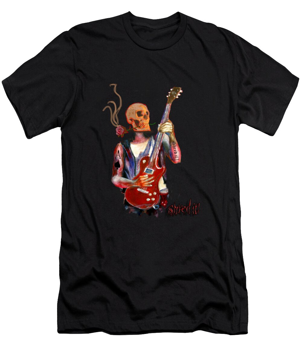 Guitar T-Shirt featuring the painting Shred it by Tom Conway