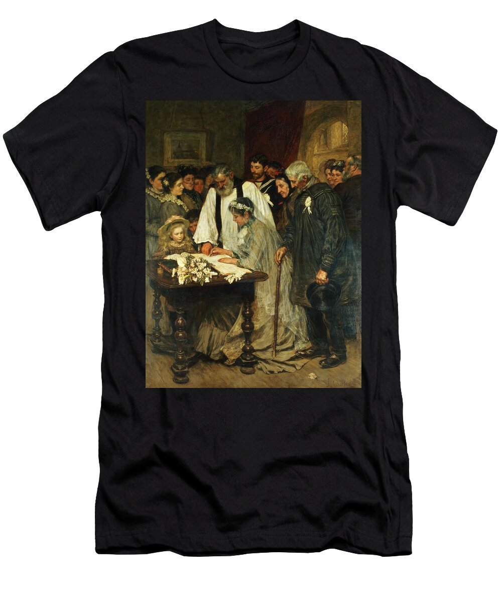 Signing T-Shirt featuring the painting Signing the Marriage Register by James Charles
